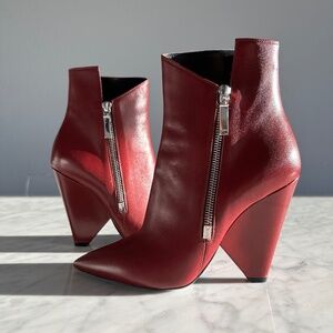 Saint Laurent Burgundy Niki Ankle Boot